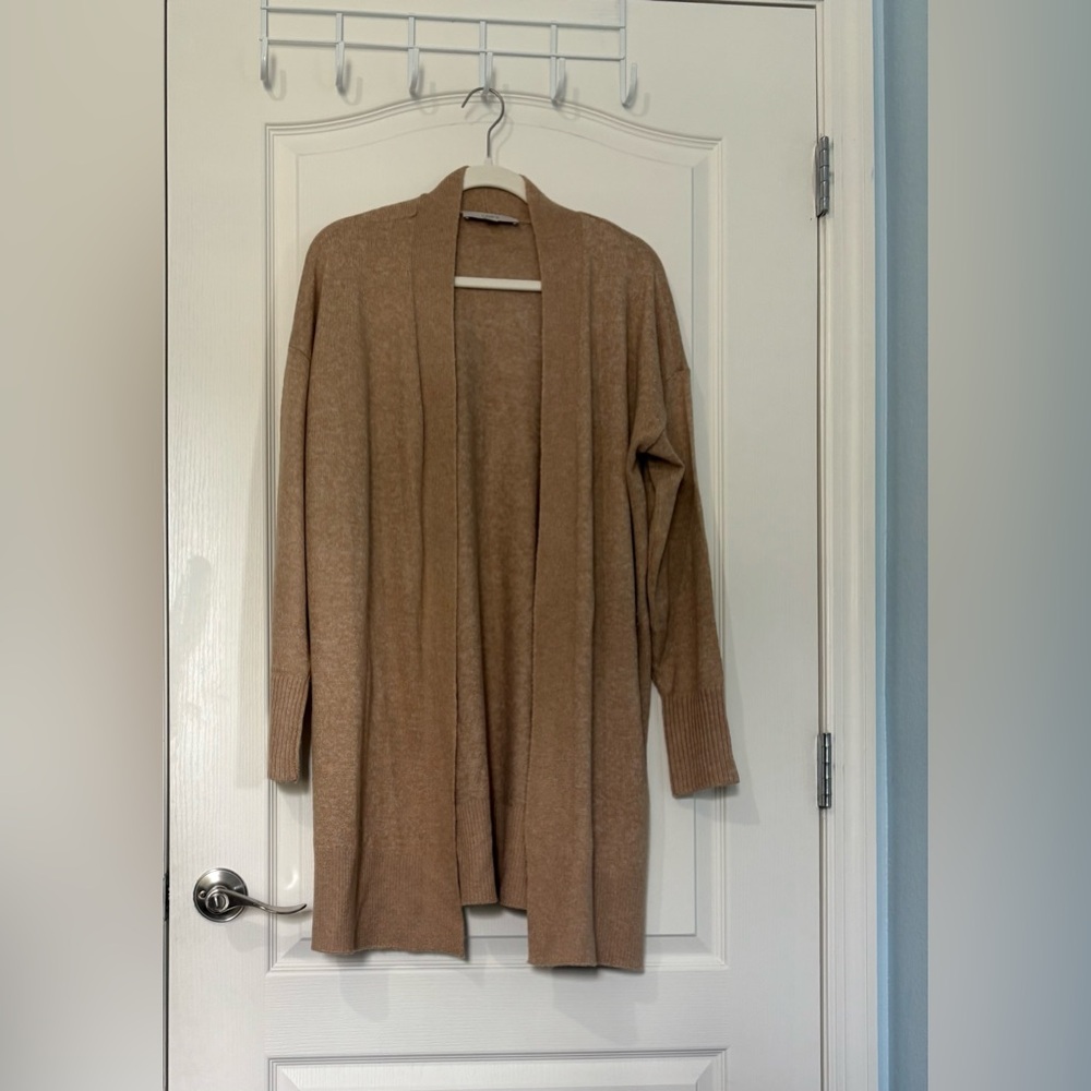 LOFT Tan Open-Front Cardigan
